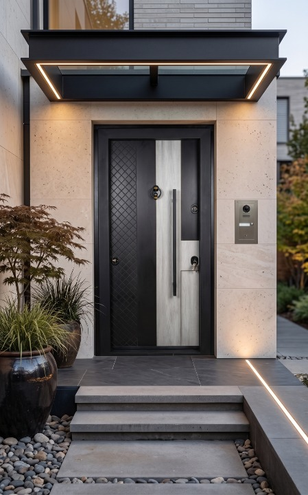 KH Armored Door Left 215 × 100 cm Gray 2191