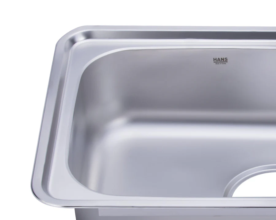 Hans Kitchen Sink 48 × 100 cm 2 Bowls With Drain Chrome ISD 1000
