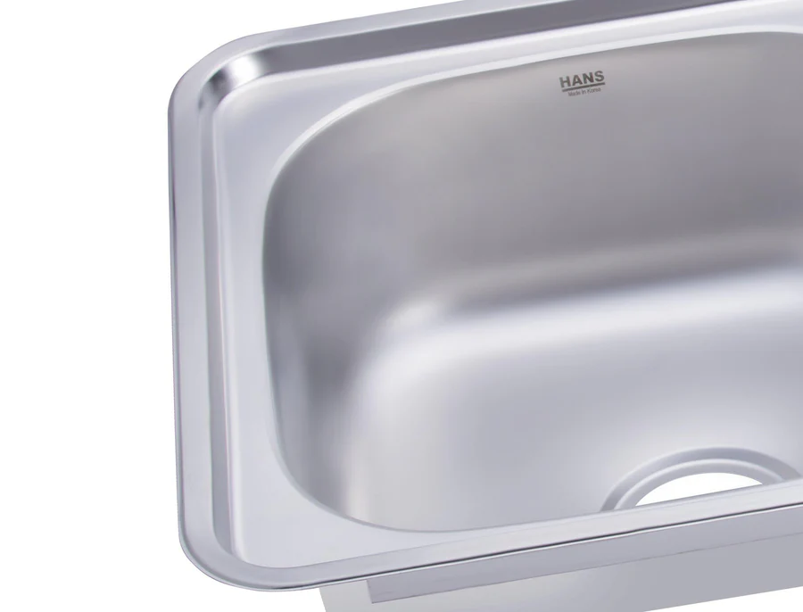 Hans Kitchen Sink 48 × 87 cm 2 Bowls With Drain Chrome ISD 870