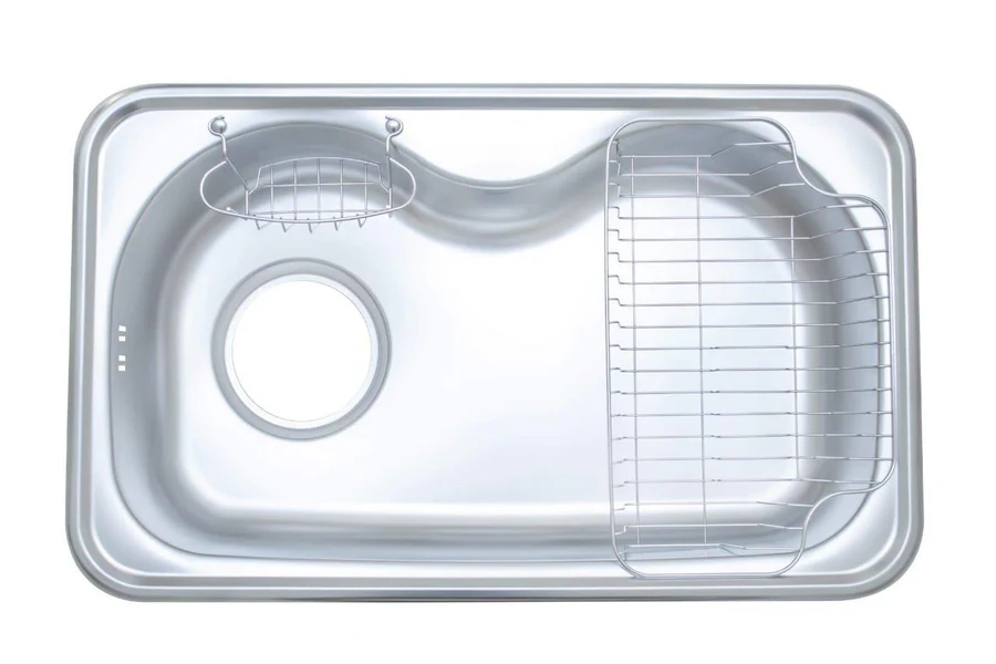 Hans Kitchen Sink 51 × 85 cm Right With Drain and accessories Chrome HB 85R