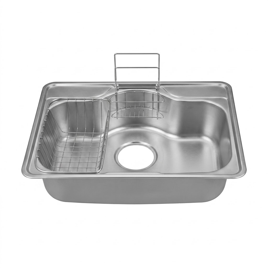 Hans Kitchen Sink 51.5 × 85 cm With Drain and accessories Chrome CDUC 850