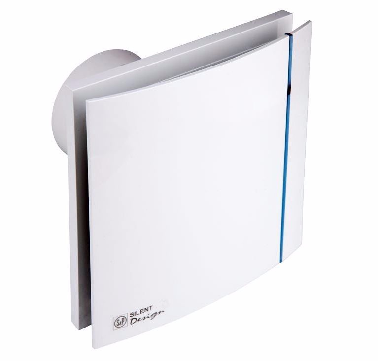 S&P Silent Design Bathroom Exhaust Fan 8W 4" Outlet 85 m³/h 18×18 cm 100 Spanish - White