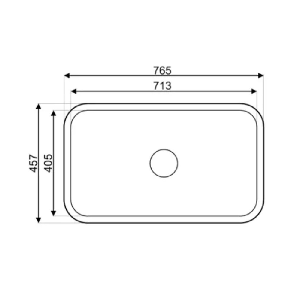Asil Kitchen Sink AS 91 - 45.5 × 68.5 cm Flat 0.8 mm With Accessory And Drain Chrome