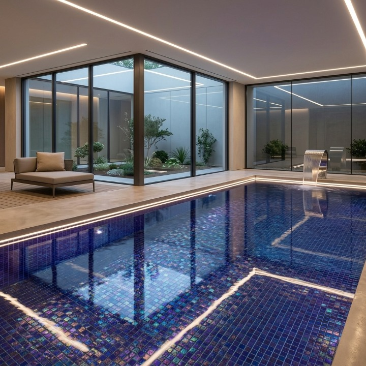 Euro Arab Spanish Sheet Pearl 100 DOT Swimming Pool Mosaic 31.5 × 46 cm - Dark Blue 2.0286