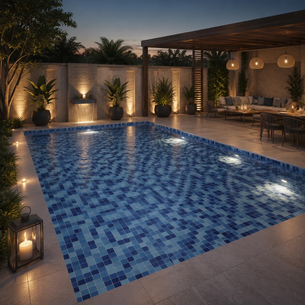 Euro Arab Spanish Sheet Orbic Swimming Pool Mix Mosaic 31.5 × 46 cm - Blue 2.0286