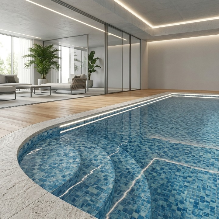 Euro Arab Spanish Sheet Balin DOT Swimming Pool Mosaic 31.5 × 46 cm - Light Blue 2.0286