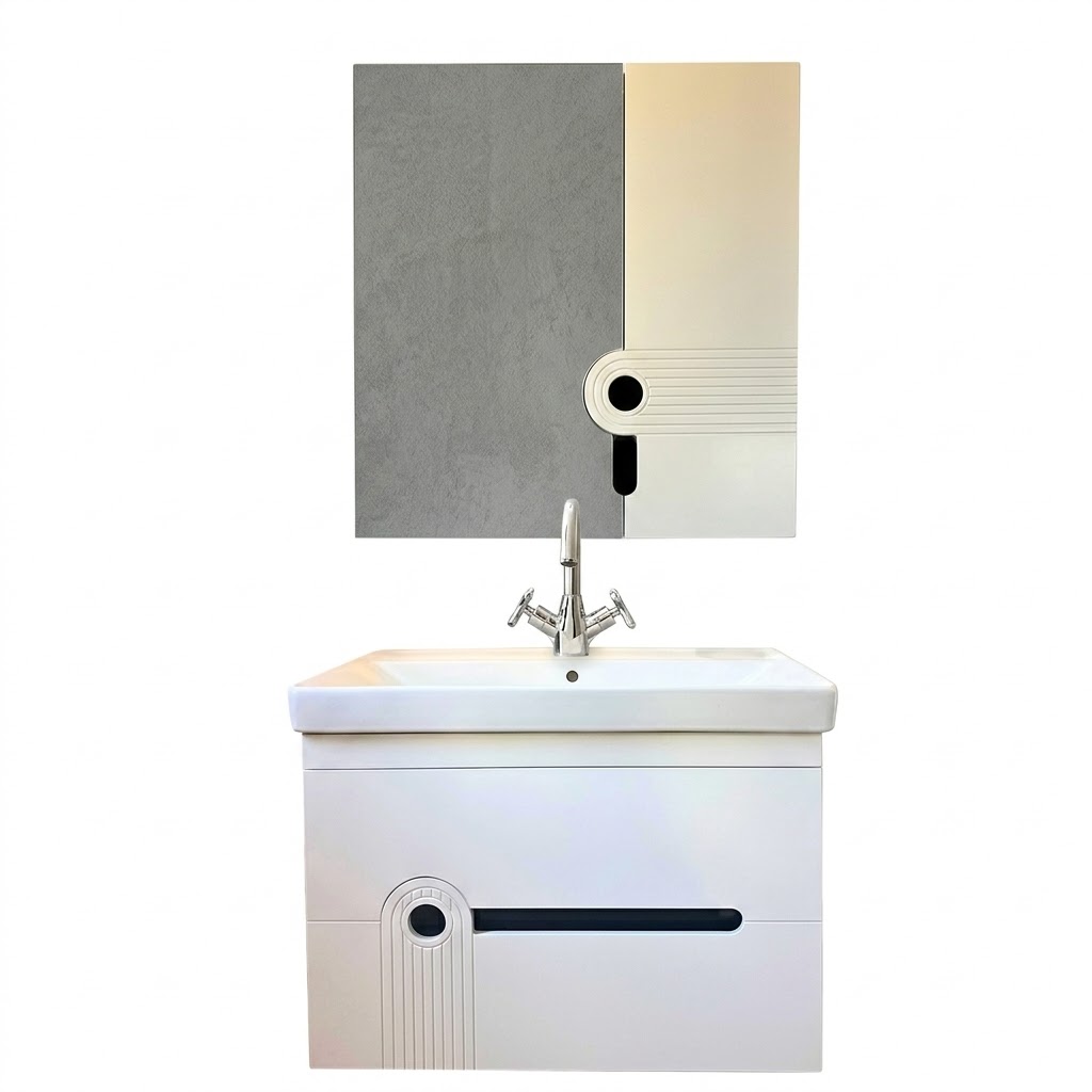 Waterproof Bordium White Vanity Unit with Mirror 85 cm PV 2031 For Vanticello Basin 5A478501