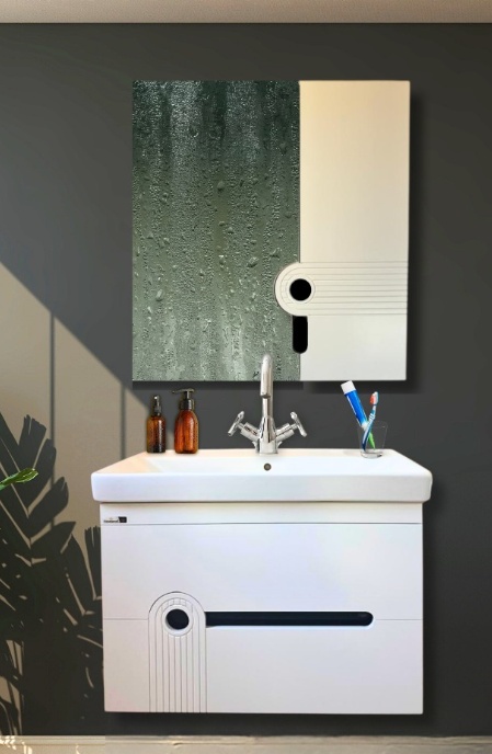 Waterproof Bordium White Vanity Unit with Mirror 85 cm PV 2031 For Vanticello Basin 5A478501