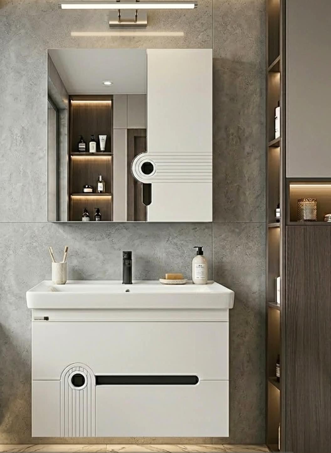Waterproof Bordium White Vanity Unit with Mirror 85 cm PV 2031 For Vanticello Basin 5A478501