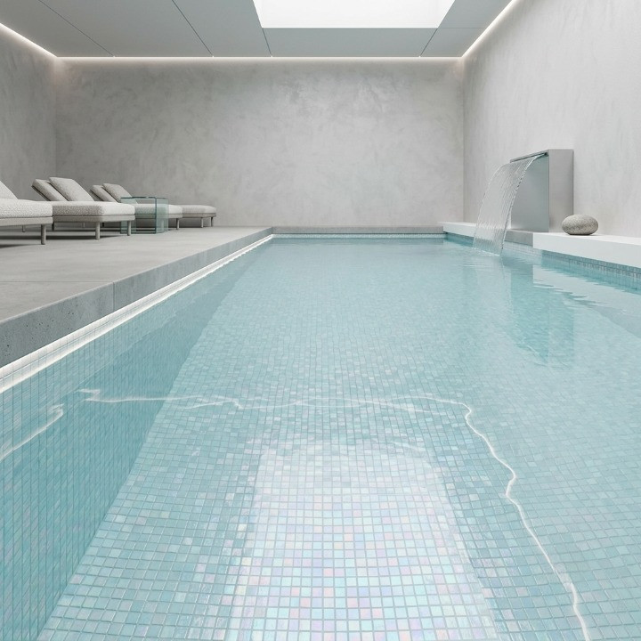 Euro Arab Spanish Sheet Pearl 201 DOT Swimming Pool Mosaic 31.5 × 46 cm - Light Blue 2.0286