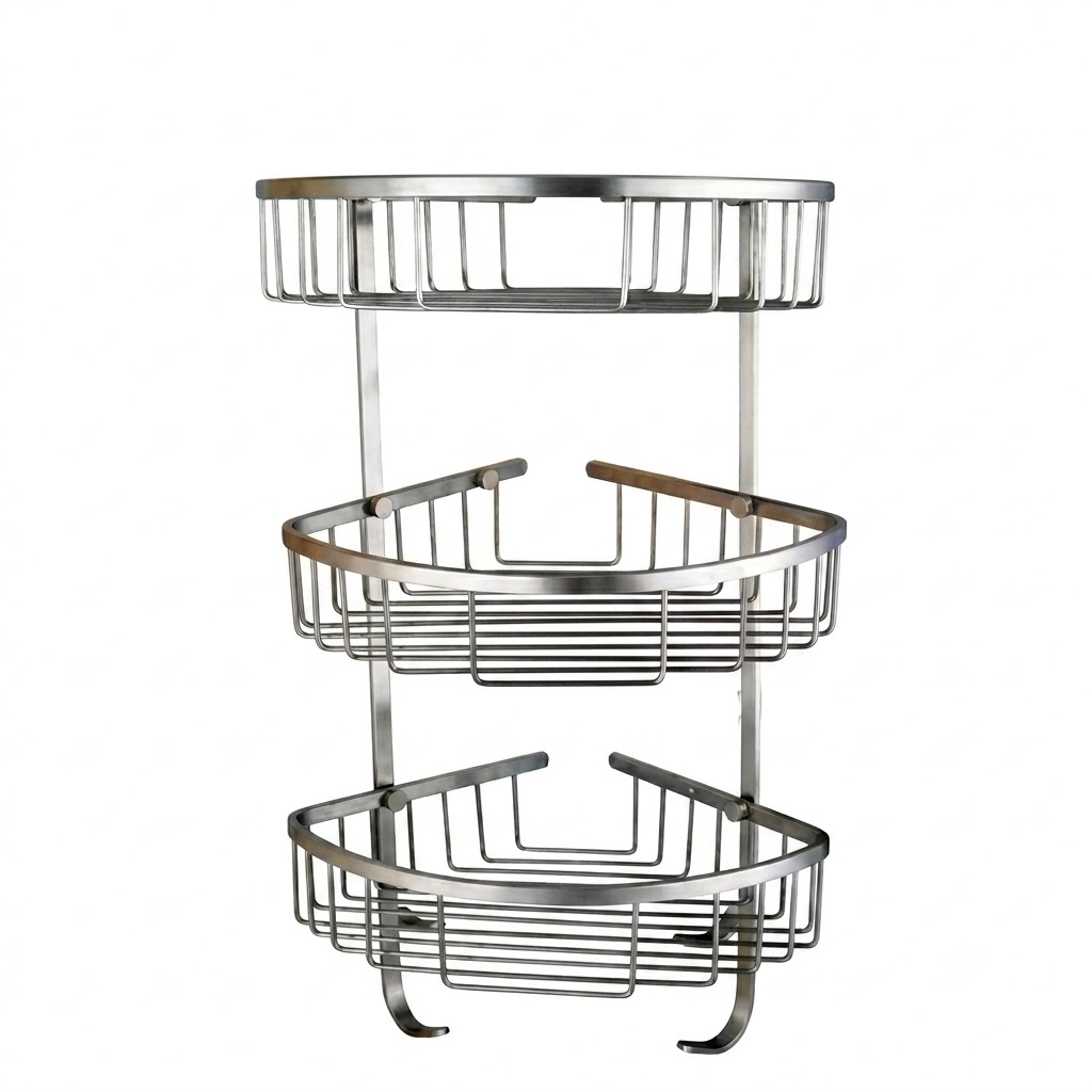 Infinity Accessory Bathroom Corner, 3 tier Glossy Chrome IN 613