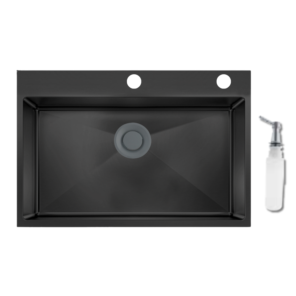 Purity HANDMADE Korean Sink, 50 x 90 cm, Black, 1mm, SQH 90BL, with 6" Waste