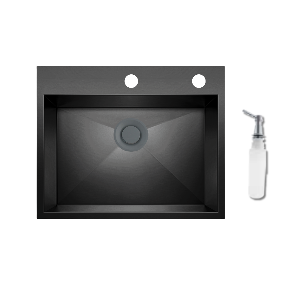 Purity HANDMADE Korean Sink, 50 x 60 cm, Black, 1mm, SQH 60BL, with 6" Waste