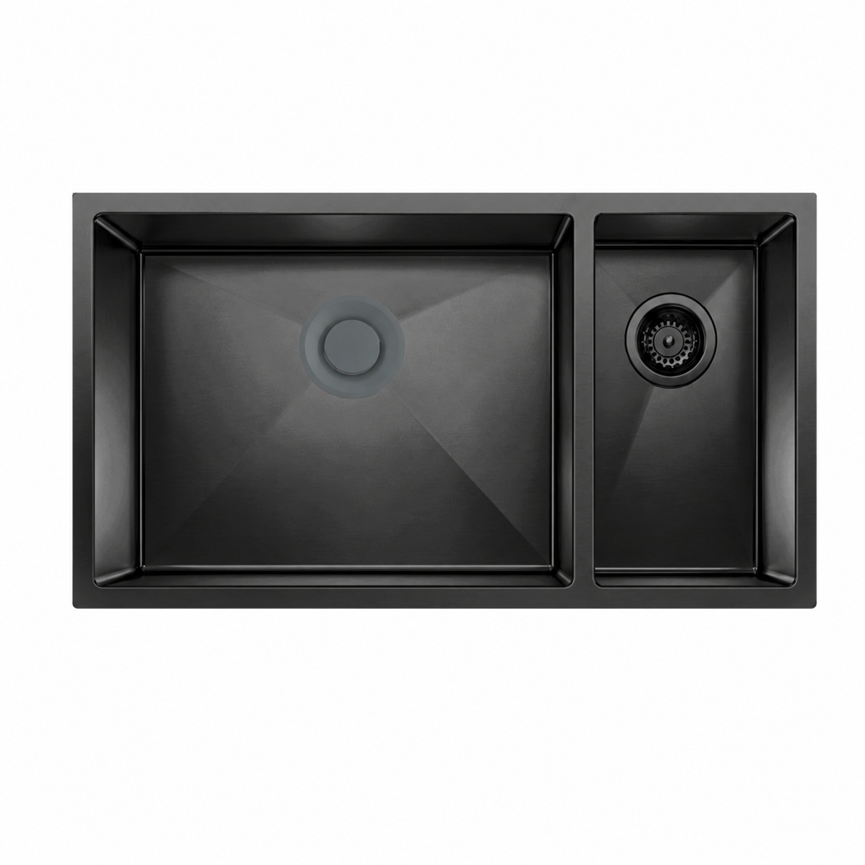 Purity HANDMADE Korean Sink, 44 x 79 cm, Black, Double Bowl, 1mm, SQH 79BLD, with Waste