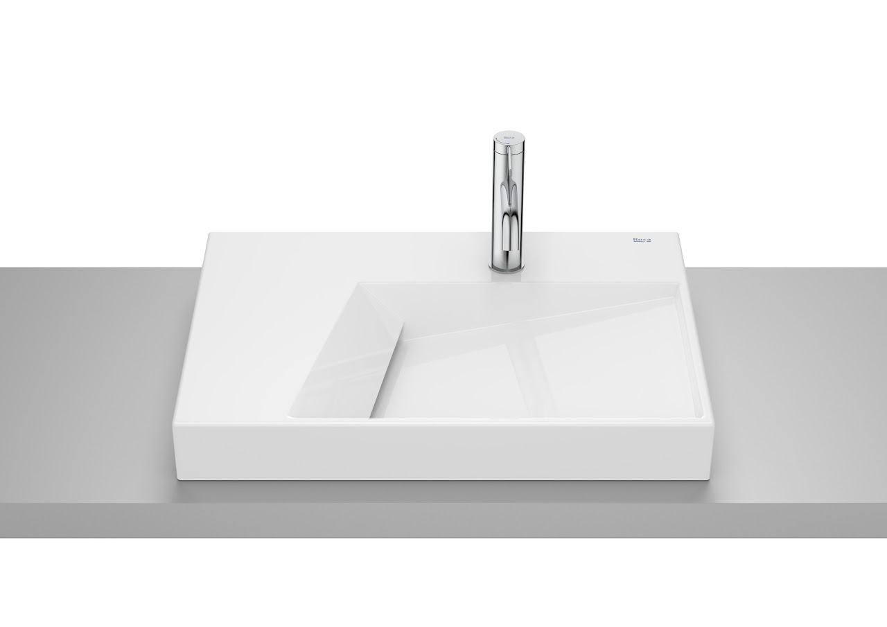 Roca Horizon Geometric Over Top Washbasin with Tap Hole 42 × 60 cm White A32727600B