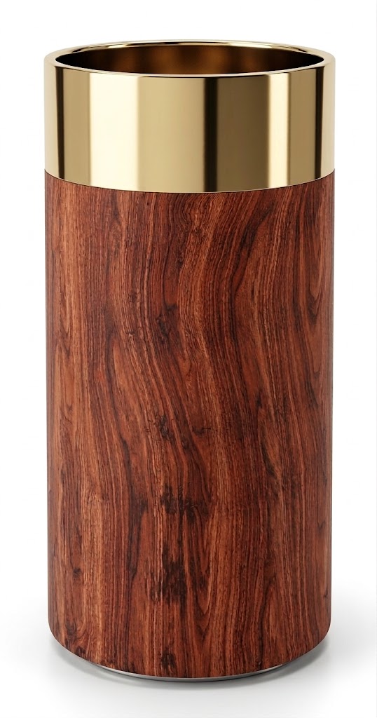 Nathali Floor-standing Basin Wooden Gold x Stainless 3 Pieces