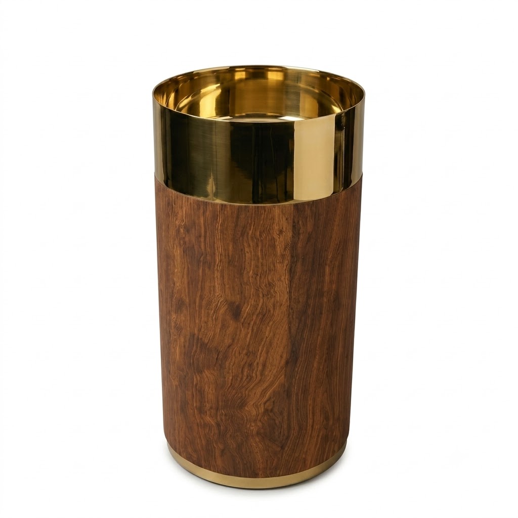 Nathali Floor-standing Basin Wooden Gold x Stainless 3 Pieces