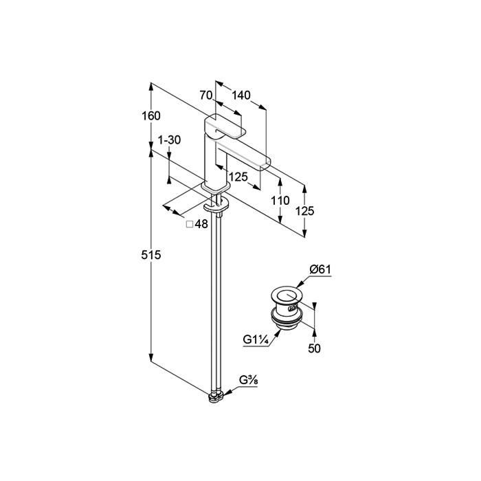 Kludi RAK Renon Basin Mixer Short UAE - Chrome