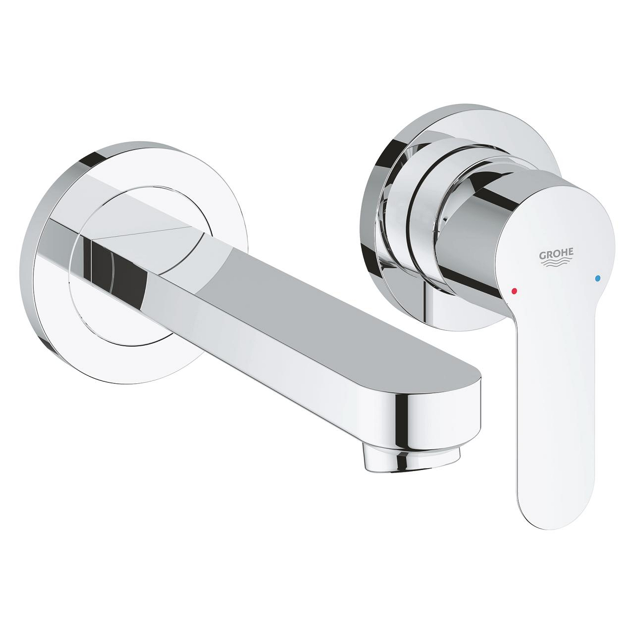 Grohe BauEdge 2-hole basin mixer Wall mount with concealed body Chrome 20474000