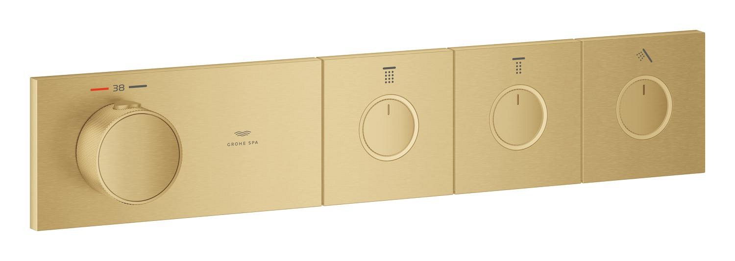 Grohe Aqua Thermostat Bathtub Concealed Mixer , 3-movement rectangular - Matte Gold
