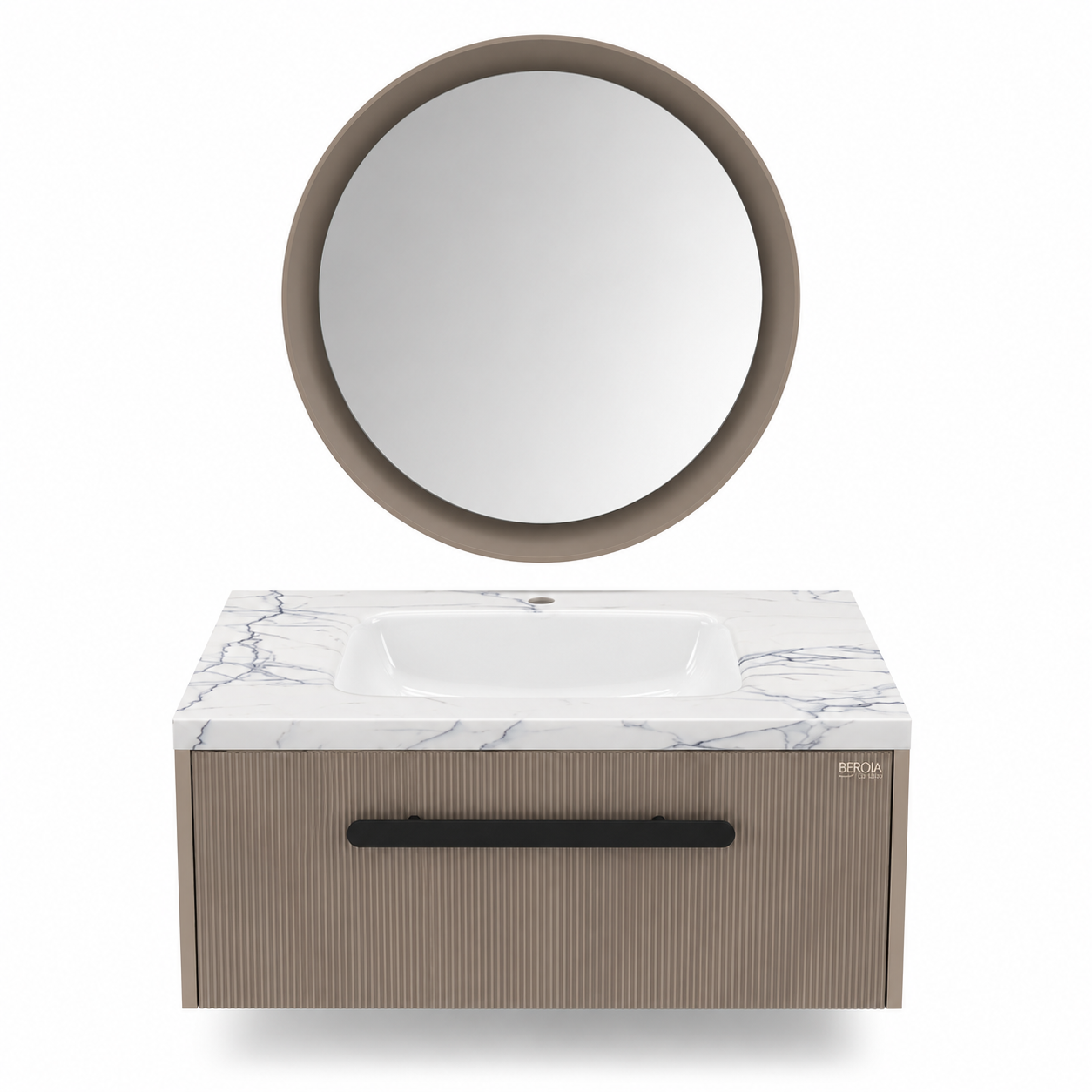 Beroia LD 5320 Vanity Unit with Mirror & Washbasin 90 cm Steel