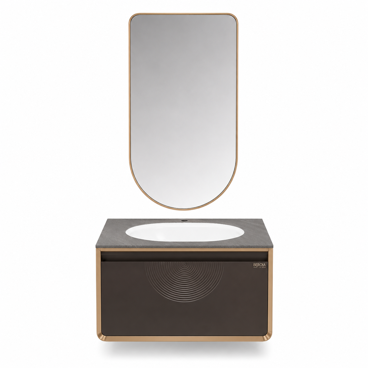 Beroia LD 5313 Vanity Unit with Mirror & Washbasin 80 cm Steel