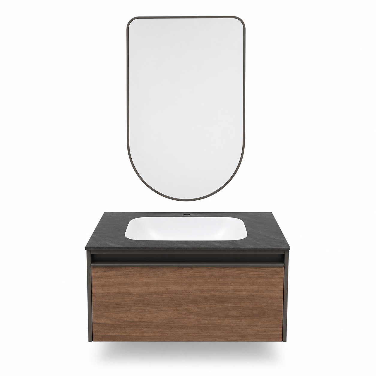 Beroia LD 5285 Picture Vanity Unit with Mirror & Washbasin 80 cm Steel Picture