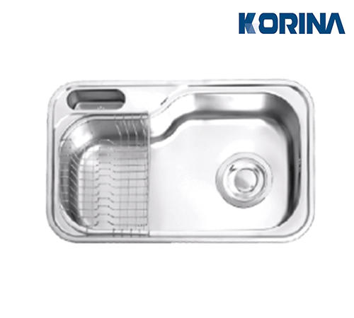 Korina Kitchen Sink JISP 840 Korean 51 x 84 cm 0.7 mm with accessories and drain PUR