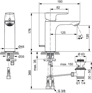 Ideal Standard Connect Air Single-lever medium spout basin mixer Chrome A7053AA